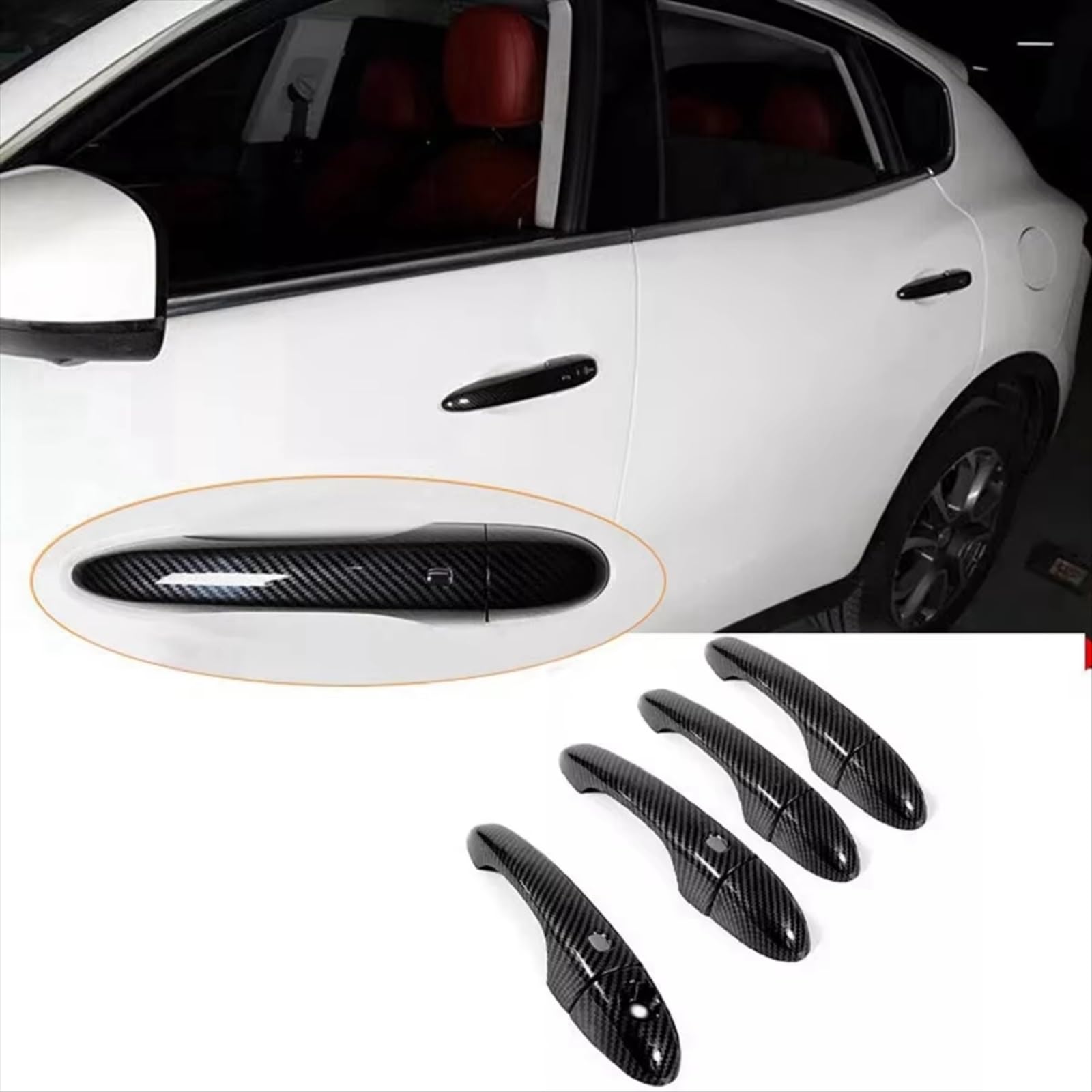 Außentürgriff Auto Kompatibel Mit Maserati Für Ghibli Für Trofeo 1 Set Kohlefaser-Türgriff-Abdeckungs-Ordnung Für Smart-Türgriff-Autozubehör