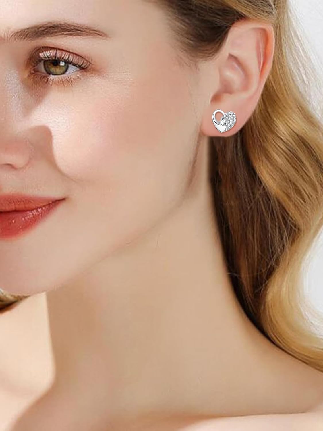 Dreamboat CZ Heart Stud Earrings for Women 925 Sterling Silver Cubic Zirconia Cluster Heart Jewelry Anniversary Wedding Birthday Gifts