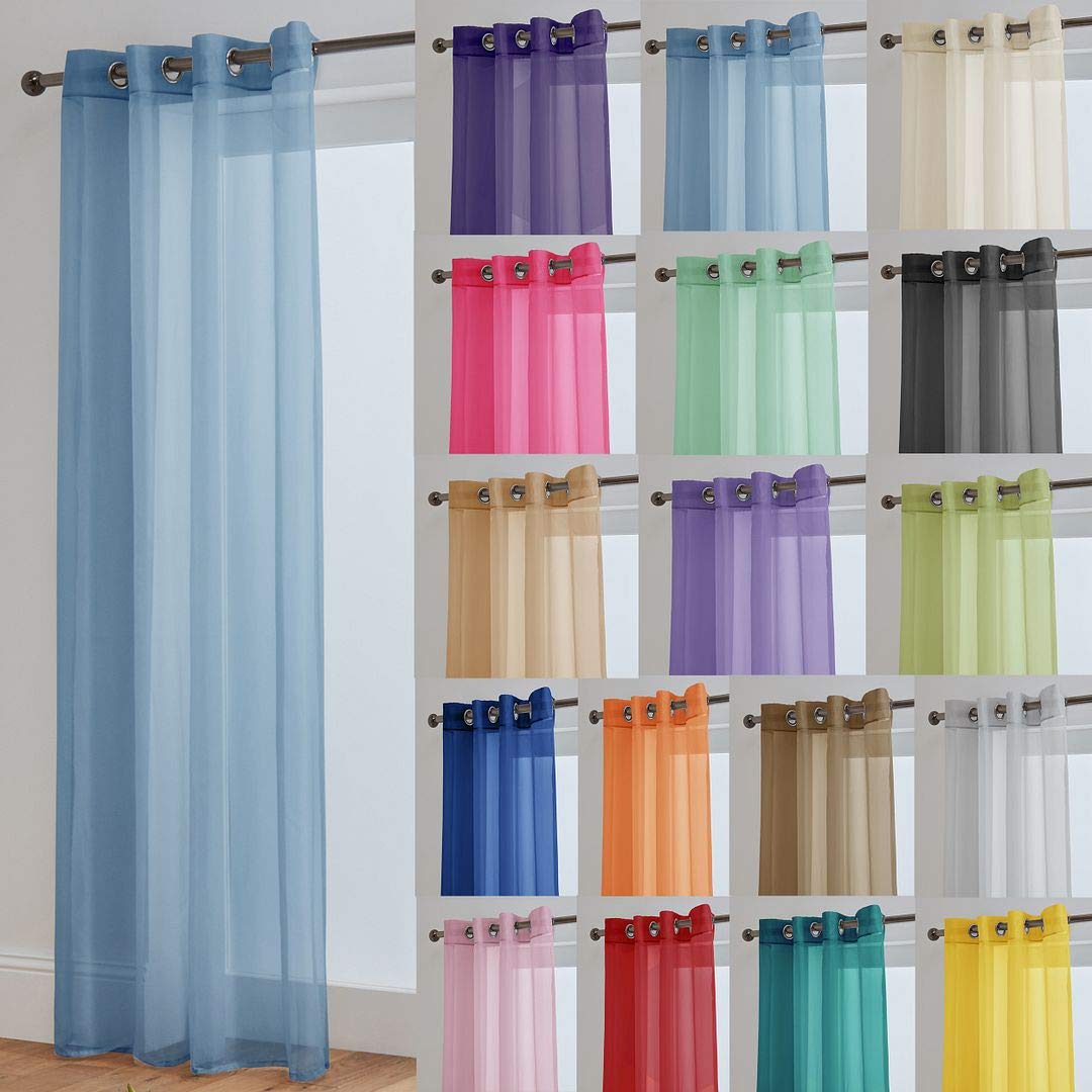 John Aird Lucy Voile Curtain - Eyelet - 1x Curtain Panel (Blue, 58" Wide x 81" Drop)