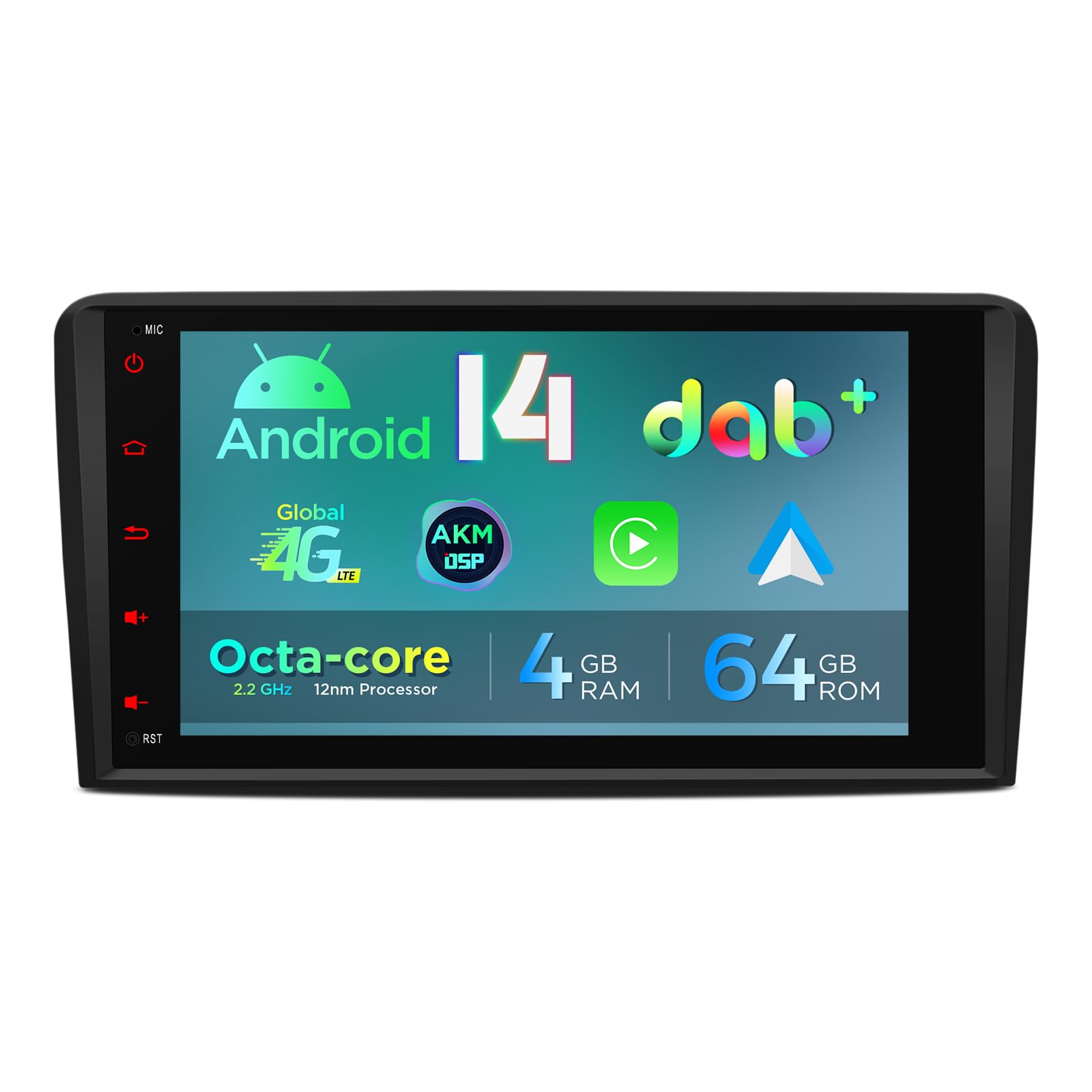 XTRONS 8" Android 14 DAB+ Radio Player for Audi A3 S3 RS3 8P, Octa Core 4+64GB Car Stereo, Support 4G AKM DSP 2K CarAutoPlay Auto IPS HD GPS Navigation Bluetooth 5.0 New UI Cooling System AHD Camera
