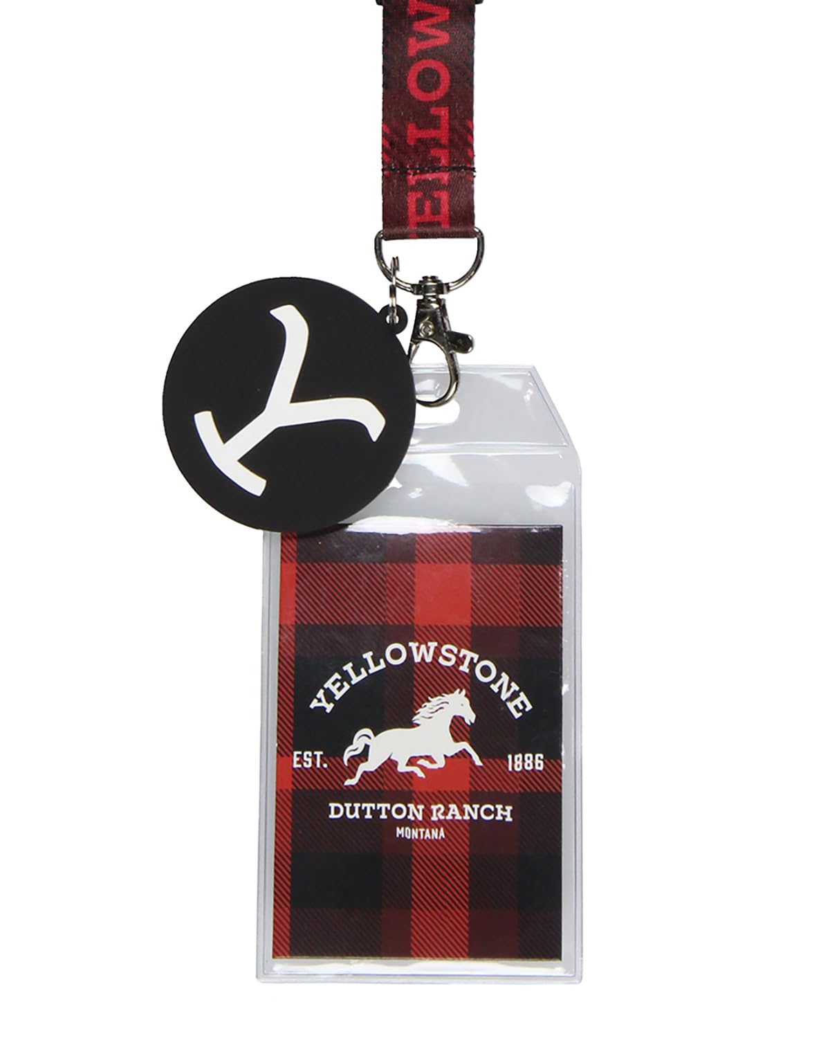 Yellowstone Cordon porte-badge réversible Dutton Ranch avec breloque en Y en caoutchouc de 5,1 cm