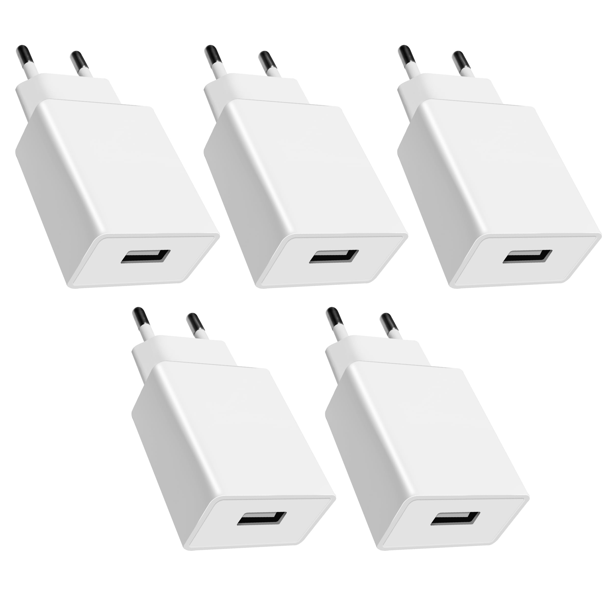 10W USB-Ladegerät mit USB-A-Anschluss Wandladegerät für iPhone, Samsung, Android, iPad, Tablet - Kompaktes Reise- und Homeoffice-Ladeset (5 Pack)