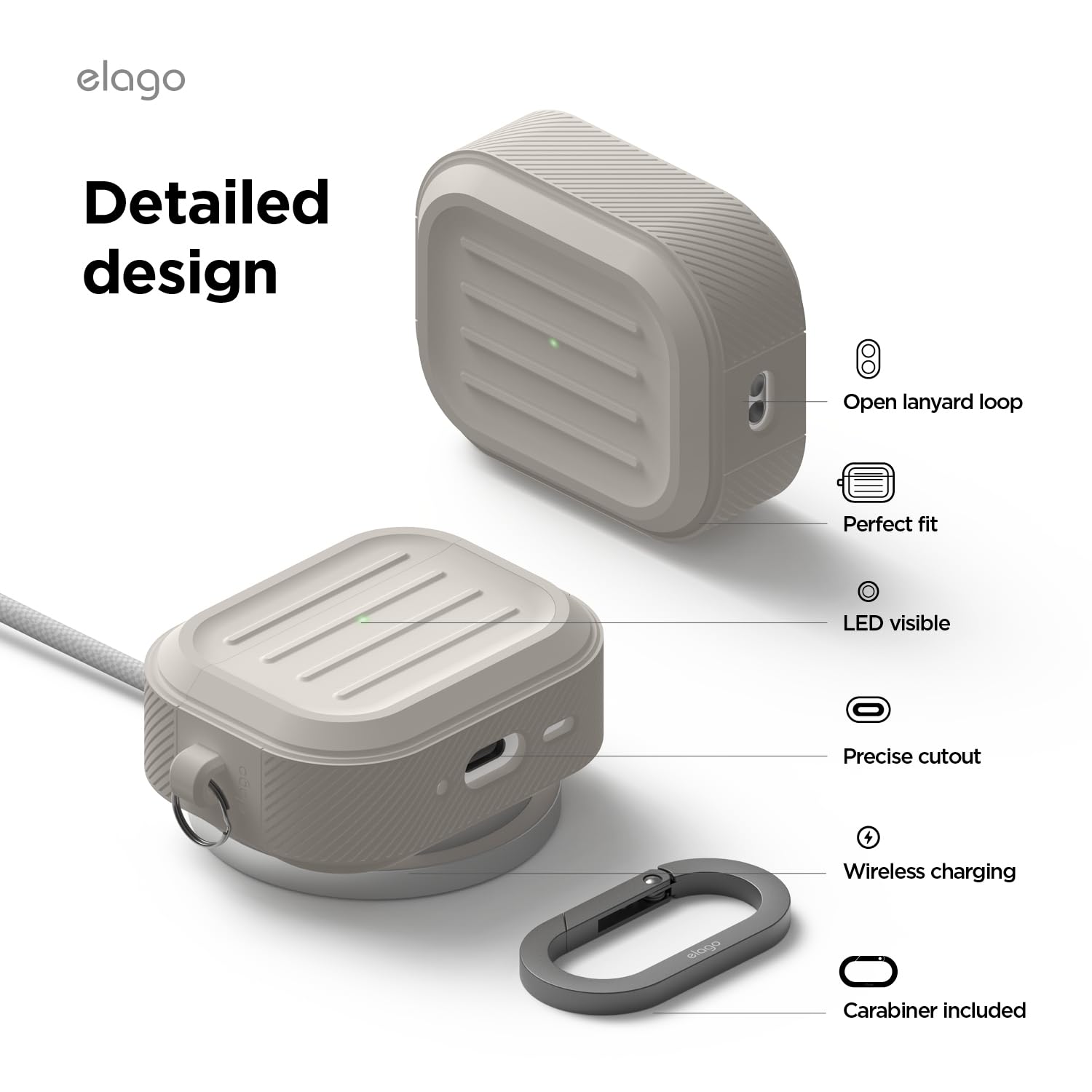 Coque Elago Armor Pour AirPods Pro 3 - Silicone Premium, Support Charge Sans Fil, Mousqueton Inclus, Résistante Aux Chocs - 7