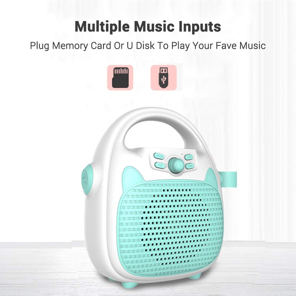HUIOP Máquina de Karaoke Altavoz de Karaoke portátil Recargable con micrófono BT/Tarjeta de Memoria/Luces de conectividad USB para niños y niñas,Karaoke para niños