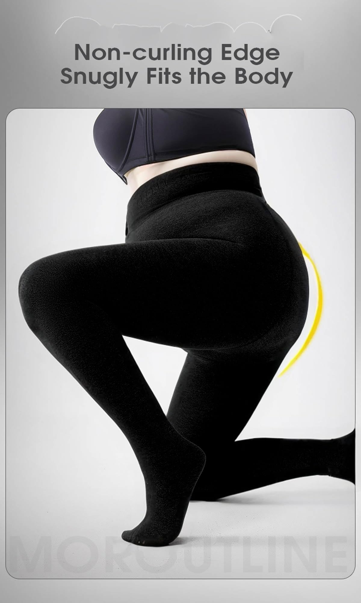 Medias para mujer, con forro polar, cálidas, opacas, con parte superior de control, Negro -, XL