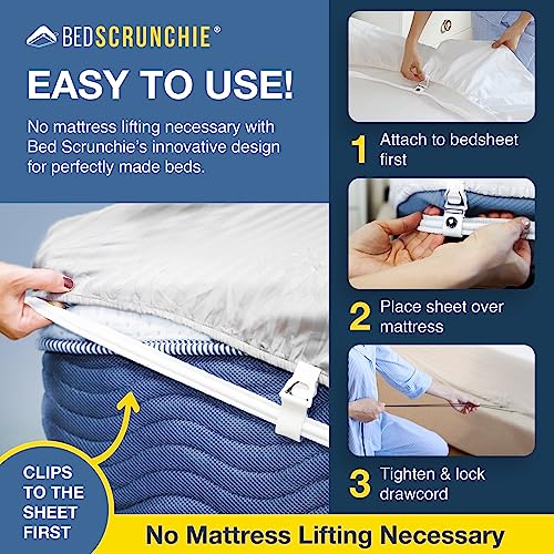 BED SCRUNCHIE Sheet Holder Straps - Heavy Duty Gripper Clips - Strengthened Parachute Cord - 360 Degree Bed Sheet Tightener (2 Pack)