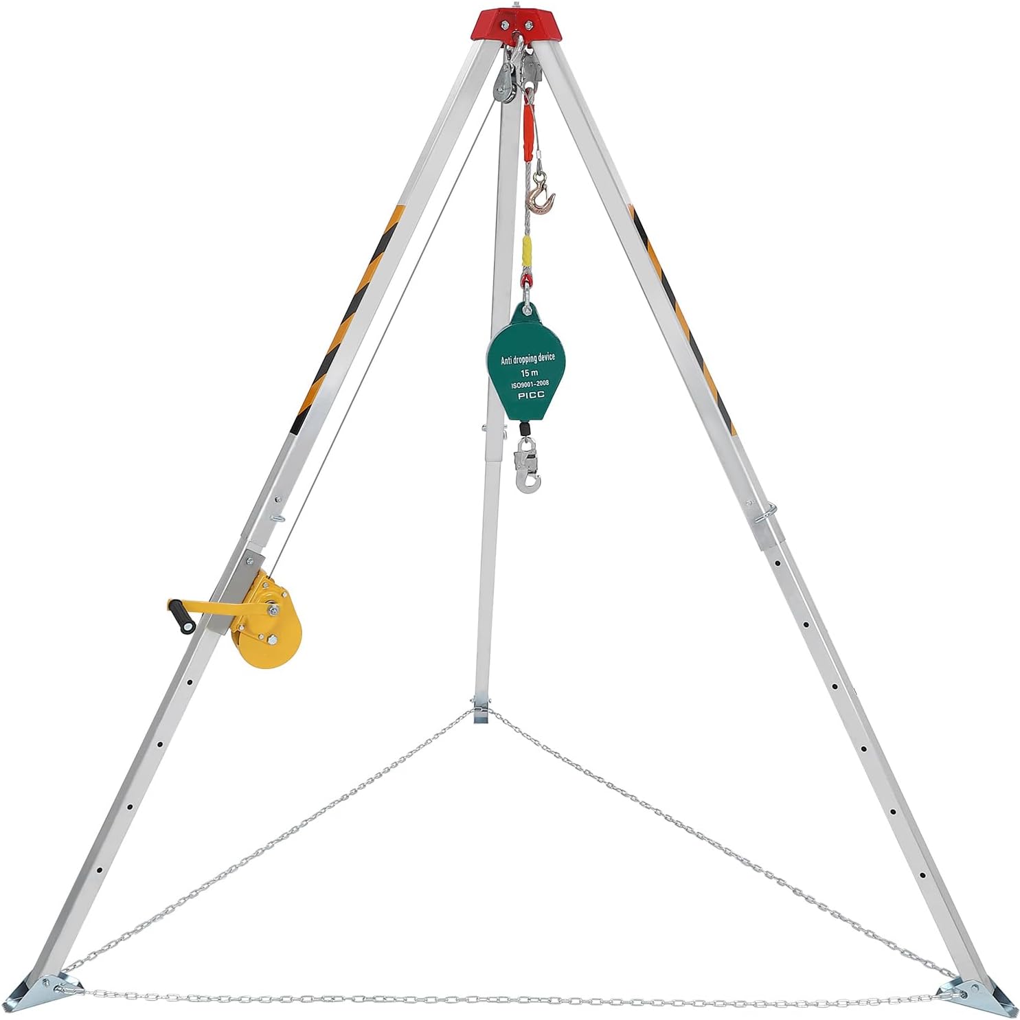 Confined Space Tripod Rescue System, 1200 LB Winch Space Tripod Kit with Self-Locking Safety, Adjustable Legs & 49 Ft Cable for Well, Sewer