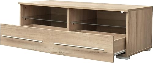 Miniatura 9 de Airdown Soporte de TV de madera con luces LED para televisores de hasta 43 pulgadas, gabinete de consola de TV de 39 pulgadas con almacenamiento,