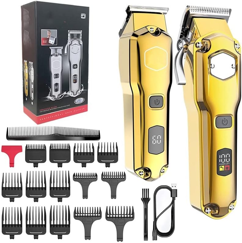 Miniatura 7 de Cortadora de pelo, recortadora de barba para hombres, kit combinado de cortadora de pelo profesional de metal completo para barbero inalámbrico para