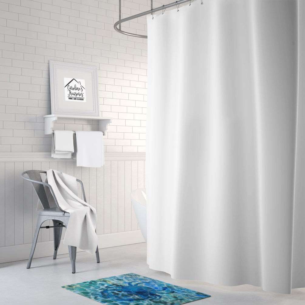 Caroline's Treasures BB5369RUG Blue Crab Under Water Machine Washable Memory Foam Mat, Bathroom Rug, Non-Slip Bath Mat, Durable Thick Washable Rugs for Kitchen, Bathroom Quick Dry, Decorative Artwork,