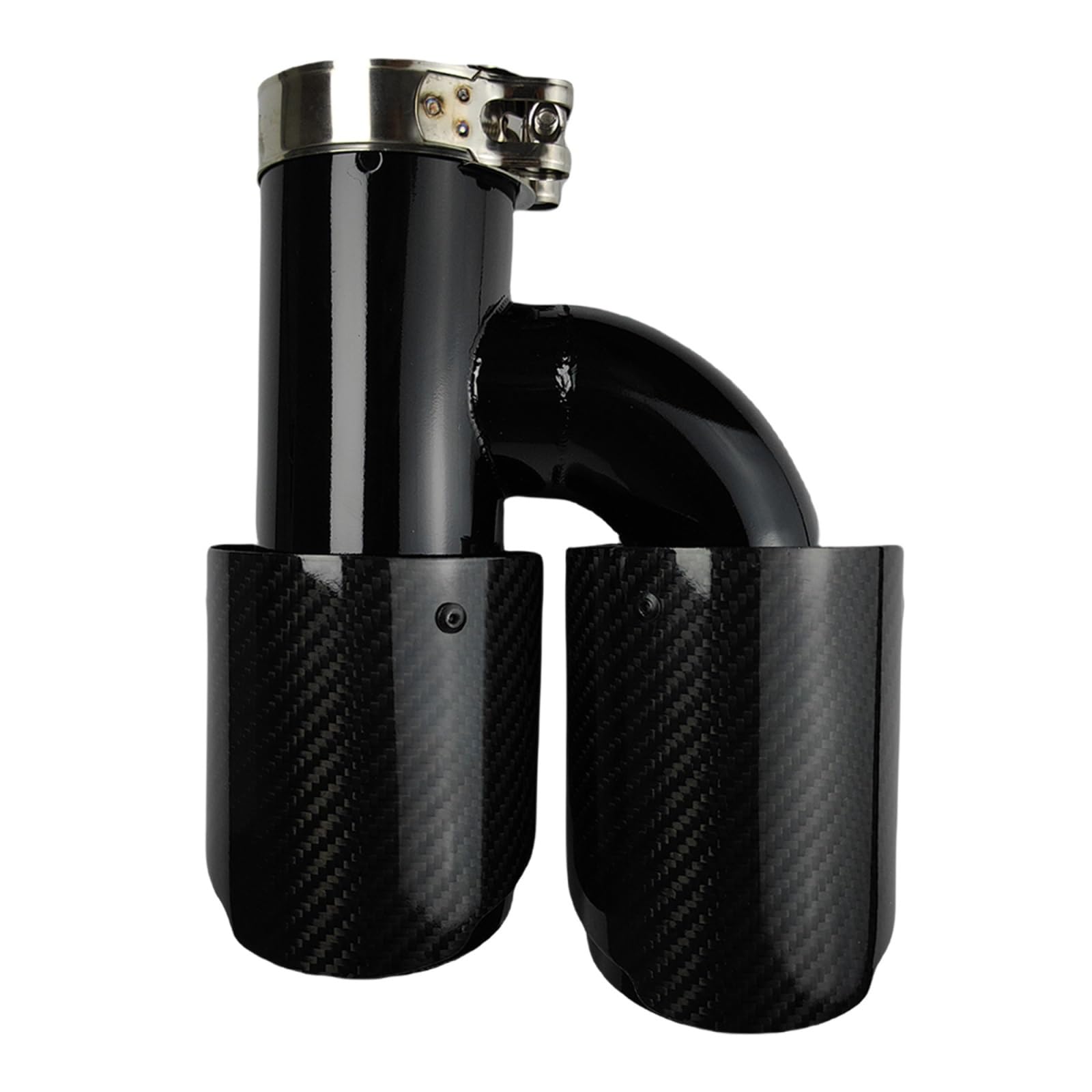 Car Silencer 1 szt. Uniwersalny tłumik wydechowy z włókna węglowego długość czarny w kształcie litery h podwójny skośny błyszczący końcówka tłumika wydechowego(63.5mm-76mm-Right)