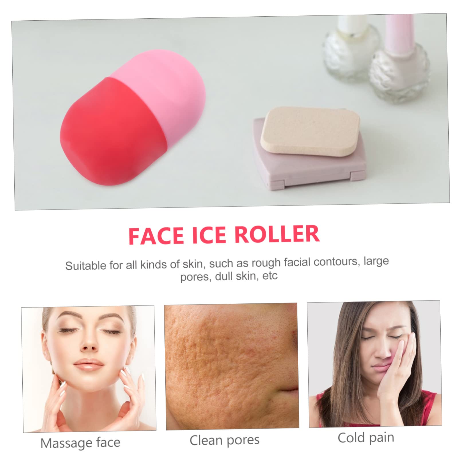 Healeved 3 Piezas bandeja de hielo de rodillos iceberg masaje rodillo de hielo de silicona rodillo de ojos Rodillo para el rodillo de hielo al aire libre cuidado herramienta