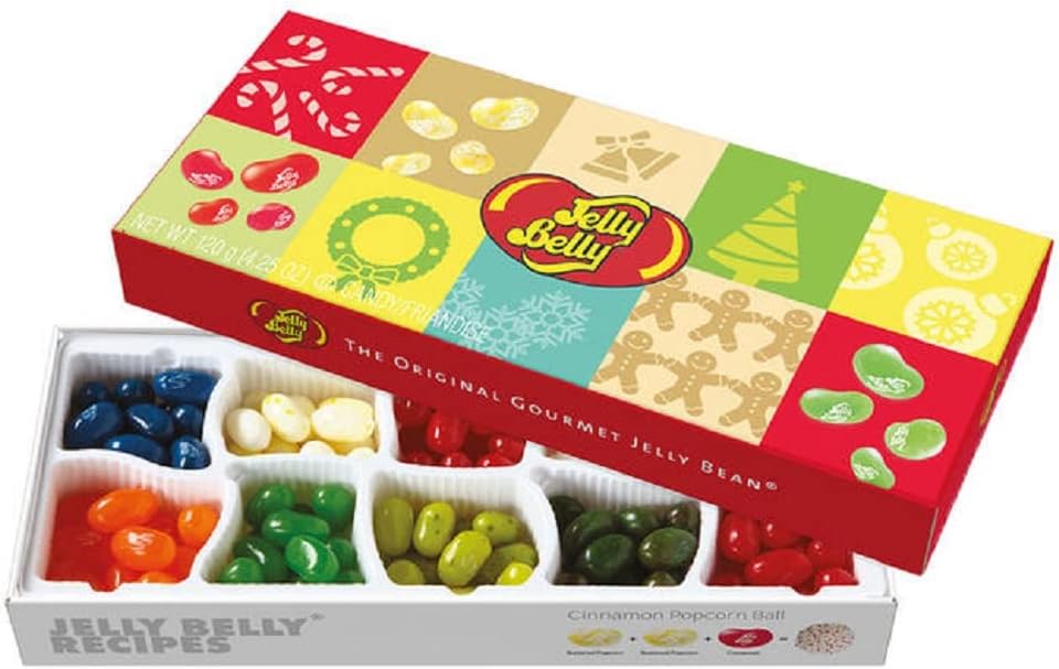 Christmas Box filled with 10 Jelly Belly Jelly Bean Flavors