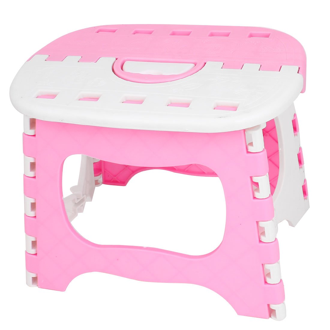 Ruilogod Plastic Multi Purpose Folding Sturdy Step Stool 20cm High White Pink (id: f5c 81a dc7 249 541, Small, f5c81adc7249f541a038566162f1cb