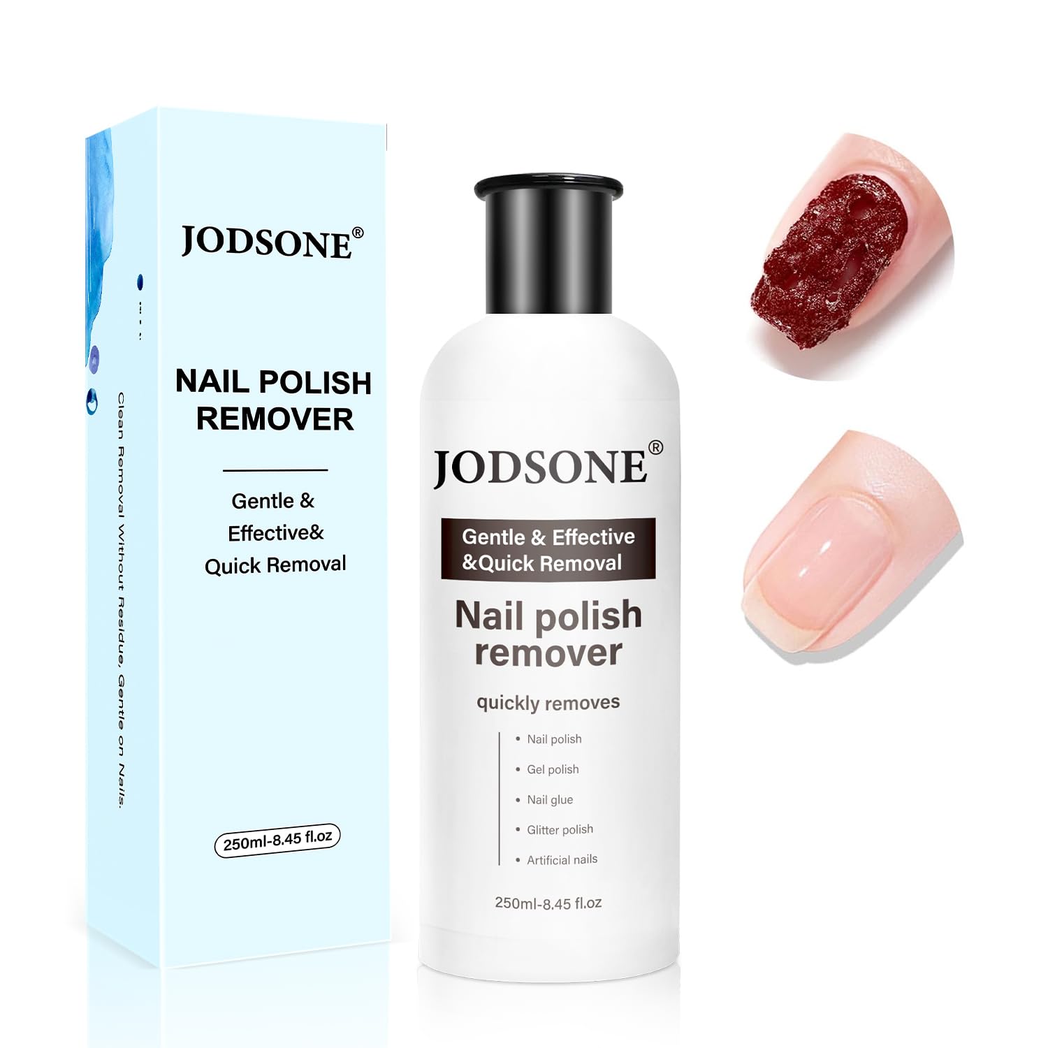 JODSONE Acetone-Free Nail Polish Remover,8.45 Fl.Oz Gel Nail Polish Remover Professional Soak off for Acrylic Nail Remover & Removal Gel Nail Polish for Home Salon