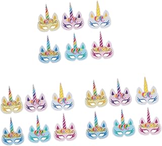 Abaodam 18 Pçs Máscara De Papel De Unicórnio Máscara De Aniversário Unicórnio Máscara De Olho De Unicórnio Manual Decorar De Unicórnio Decoração Festa Máscara De Unicórnio