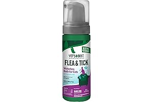 Vet's Best Flea & Tick Waterless Bath for Cats Kills Eggs &...