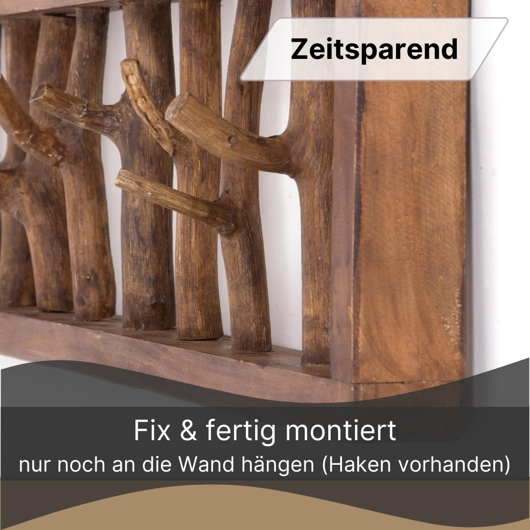DESIGN DELIGHTS WANDGARDEROBE TREIBHOLZ UNIKAT | 82x22x12 cm, Recyclingholz, Shabby Chic | Kleiderhaken