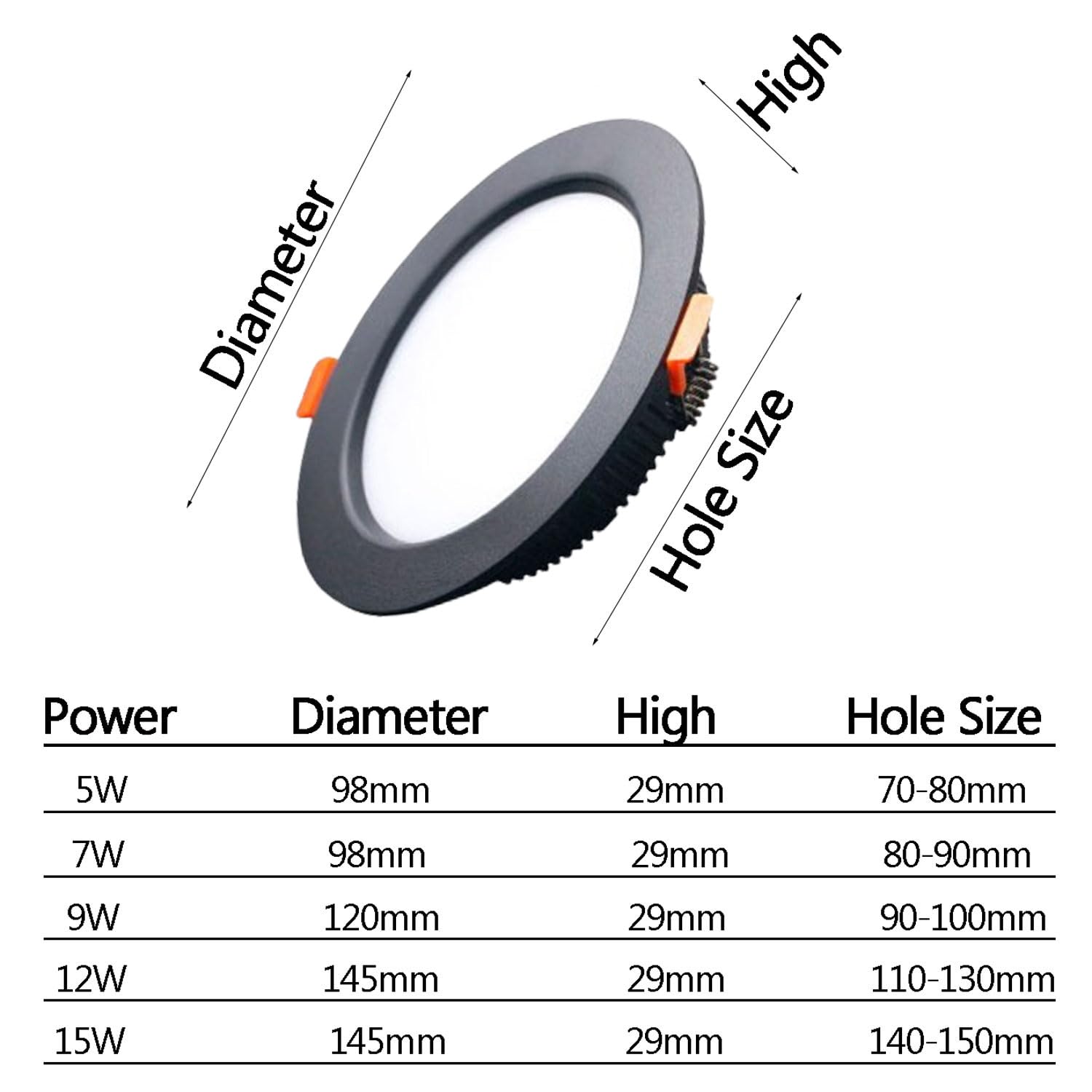Zestaw 2 Lamp Wpuszczanych Led | 3000K/4000K/6000K Do Wyboru, Ultracienkie Lampy Sufitowe, Bezświetlówkowe Oświetlenie Punktowe | Okrągły, Smukły Panel Oświetleniowy - Cz,15w-6000K