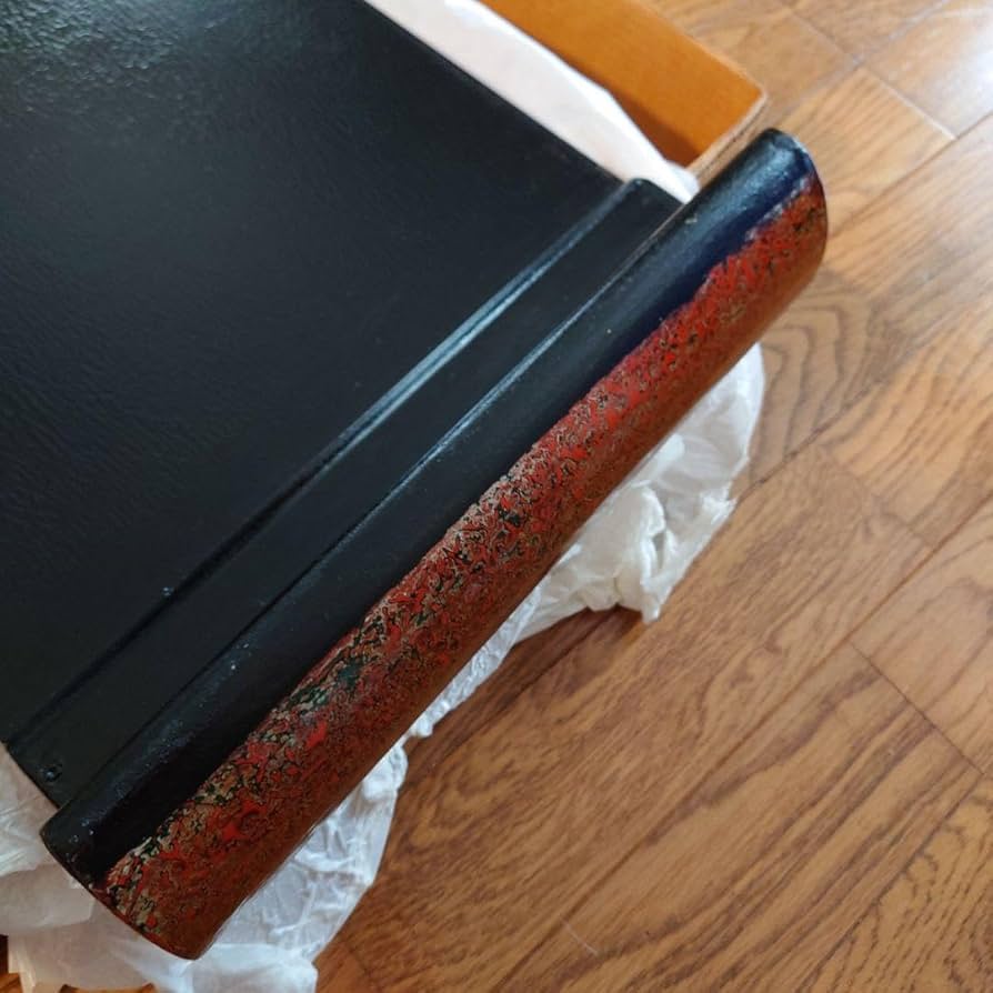 Amazon.co.jp: 3613) 津軽塗 木製巻足花台黒堆 飾り台 床の間