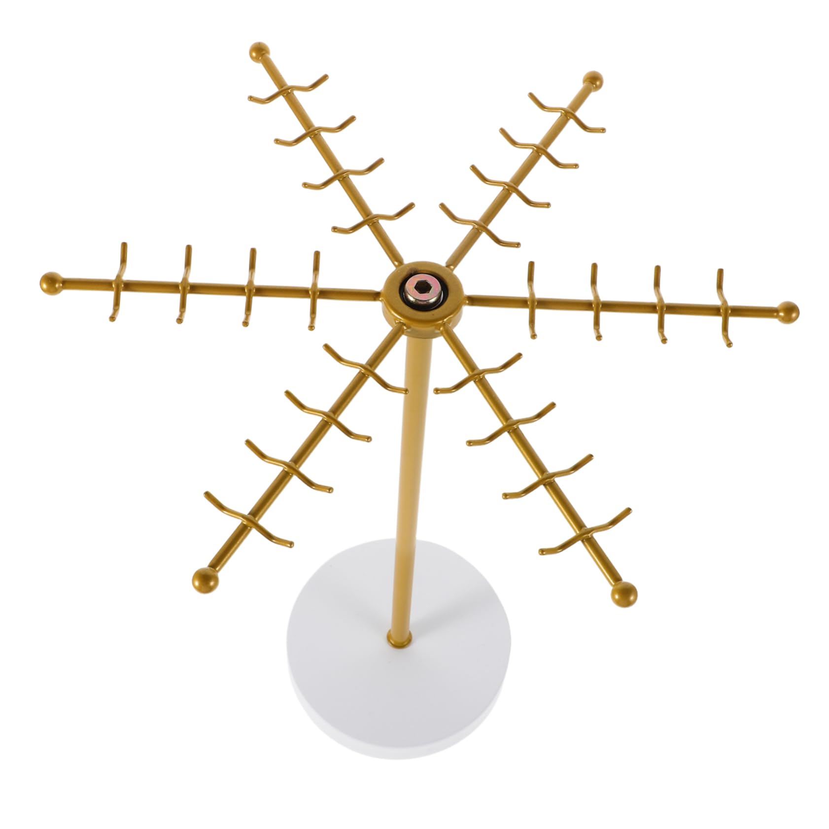 Gatuida Soporte Giratorio Expositor Dorado Collares de Hierro y Madera | Base Redonda, Montaje Sencillo, Estructura Estable, Uso sobre Mesa, para Pulseras y Joyas
