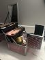 Joligrace Makeup Train Case Makeup Case Organizer Portable Cosmetic Box Storage with 2 Trays Mirror Locking Make Up Travel Case for Nail Kits Cosmetics Craft Traveling Makeup Box Mermaid Pink
