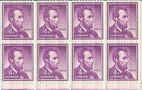 1954 Lincoln 4 Cent Purple US Postage Stamp Block Of 8 MNH Scott 1036