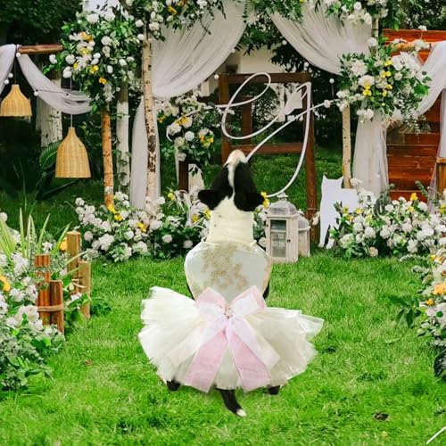 Roupa de casamento bordada para cães, vestido de princesa para cães pequenos, saia de tule para filh
