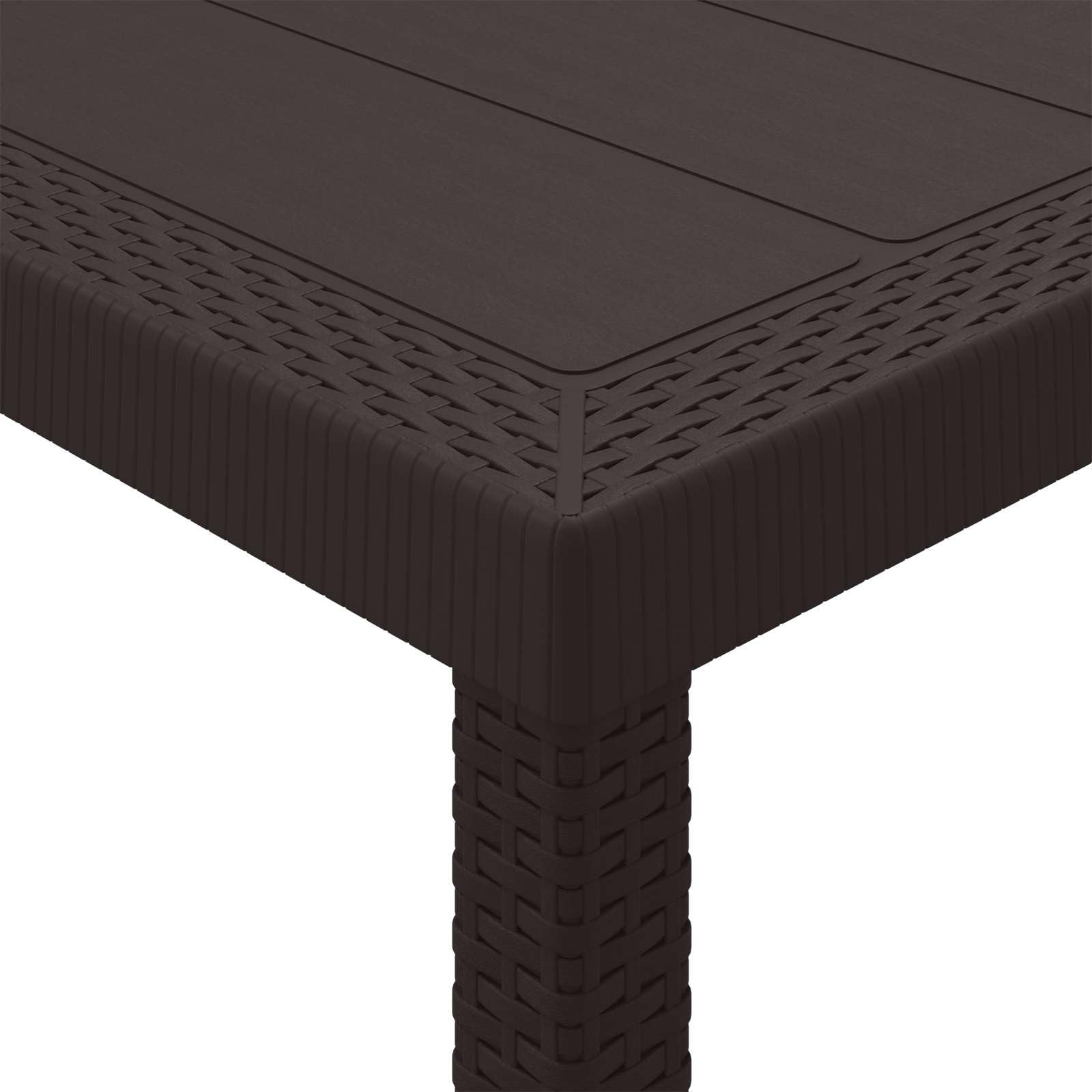 Nowoczesny prostokątny stół ogrodowy, 400 x 100 x 73 cm, z polirattanu w kolorze brązowym, ze stabilną ramą stalową, na taras i do ogrodu