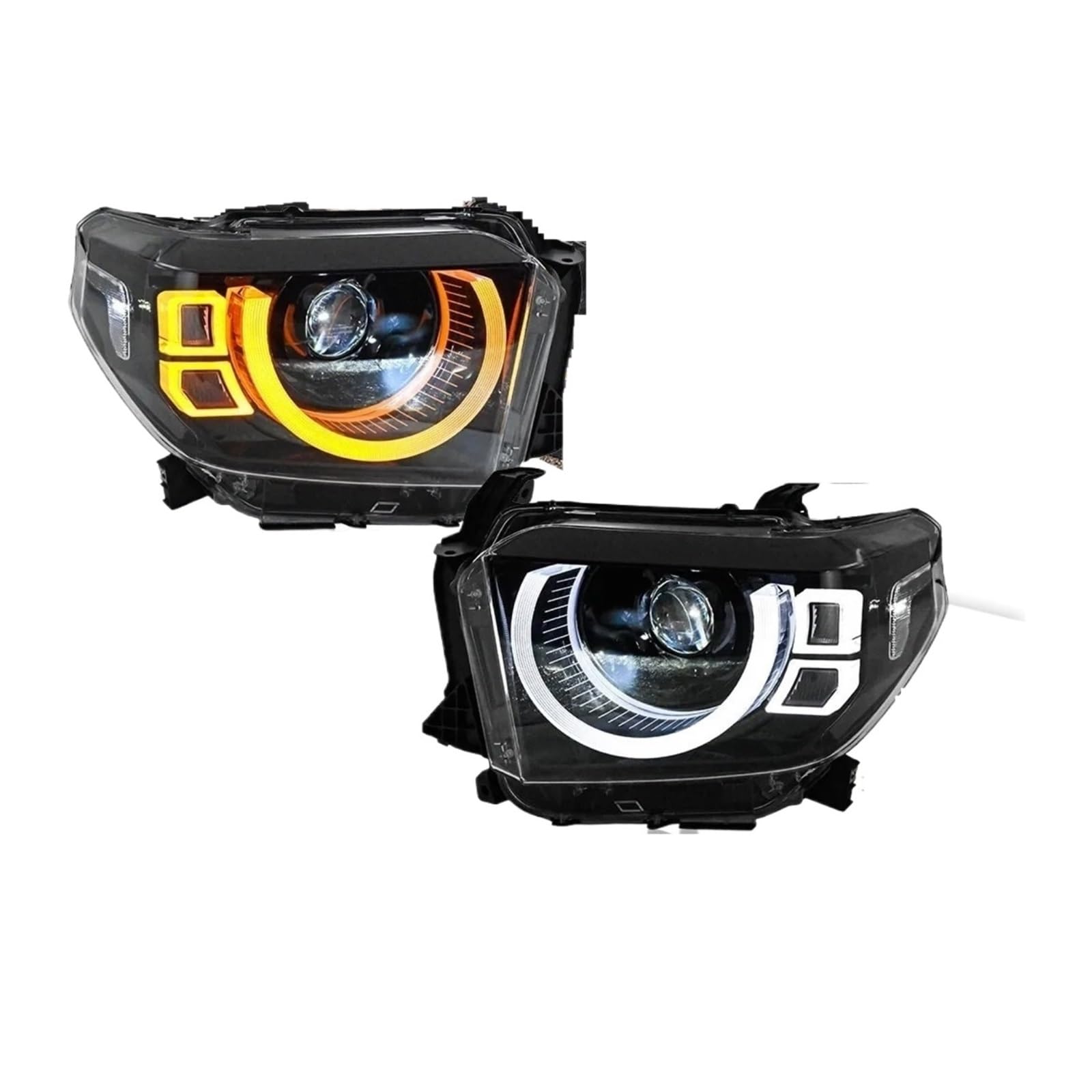 Gruppo fari Anteriori per Toyota Tundra 2014-2021, 1 Set Completo di fari a proiettore con indicatori di direzione sequenziali.