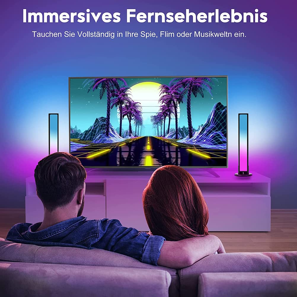 Lampada da tavolo RGB da 2 pezzi, lampada da gioco sincronizzata con la musica, lampada da scrivania del soggiorno dimmerabile, barra luminosa LED Smart con dimmerabile e telecomando