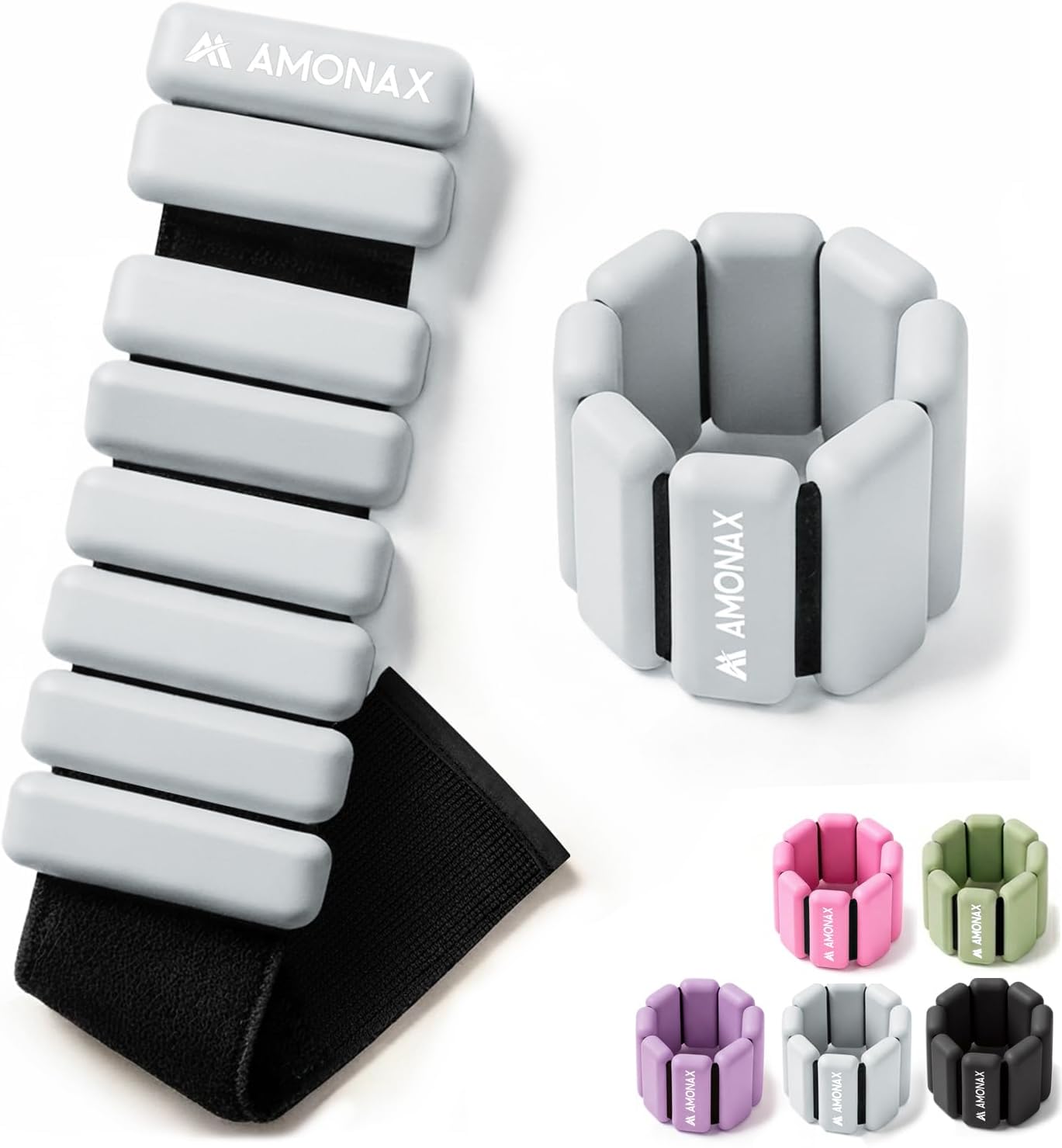 Amonax Adjustable Ankle and Wrist Weights Set, Fitness Leg Weights for Women Men, 1lb/2lb Pair for Strength Training, Pilates Weights Running Swimming Weights, Hand Arm Weights for Yoga, Dance