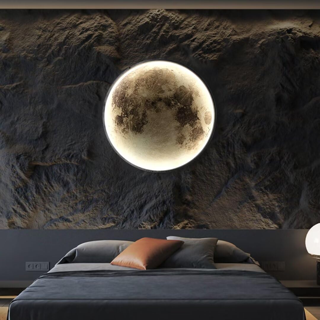 Simulation Mond LED Wandbeleuchtung Luxus Nachttischlampe Dekoration Hintergrund Wandlampe für Korridor Eingang Schlafzimmer Wohnzimmer, 30CM/11.9''
