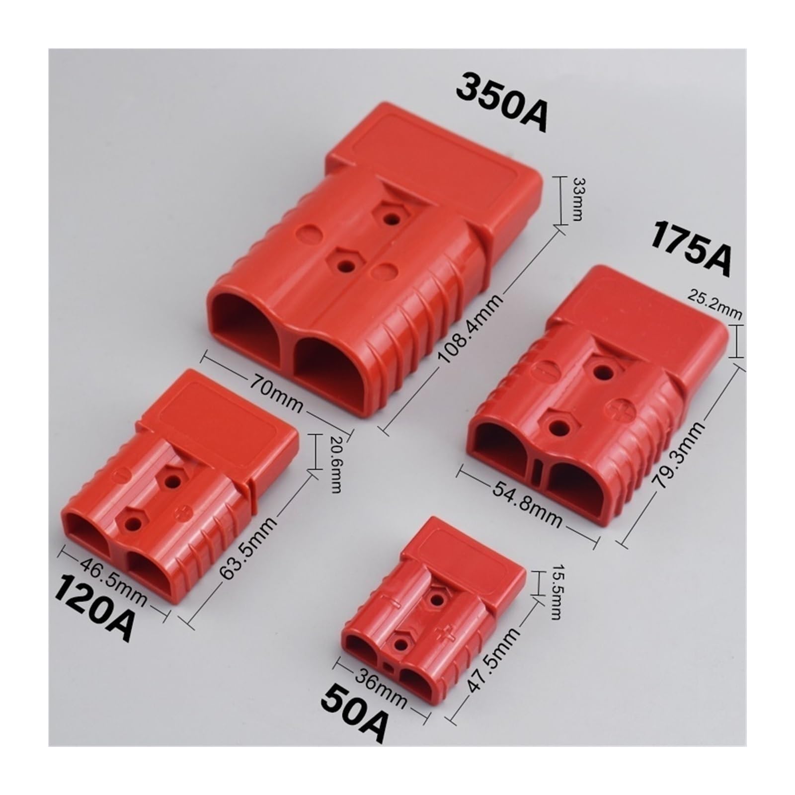 2Uds 50A 120A 175A 350A conector de carga de batería 600V enchufe de alimentación rápida de alta corriente for batería de coche eléctrico, CableSolar(2PCS grey 350A)
