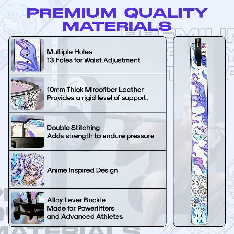 Miniatura 2 de Cinturón de palanca de anime, cinturón de levantamiento de pesas, resistente para levantamiento de pesas, cinturón de gimnasio para levantamiento de