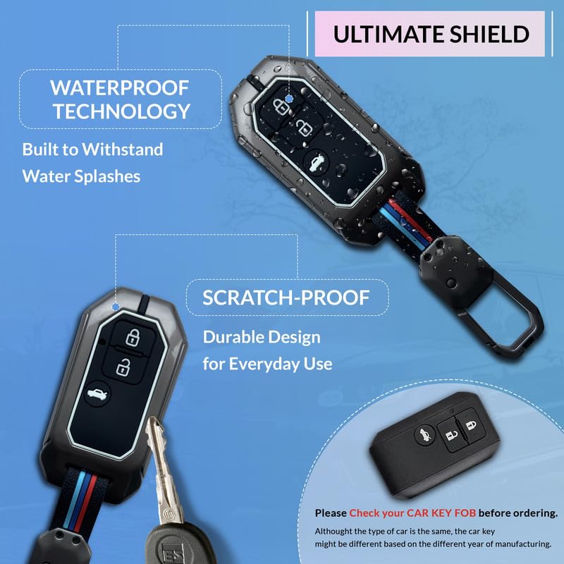 Image of NEODRIFT 'KeyShield' Car Key Cover for Maruti Suzuki Ertiga (Shape 3, 03 Buttons) (Durable, Stylish, and 360 Protection)