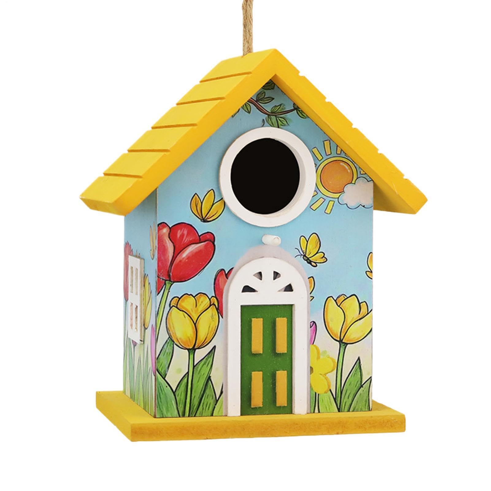 Vogelhaus aus Holz - bemalte Tulpe Hängedekor | Outdoor Garten