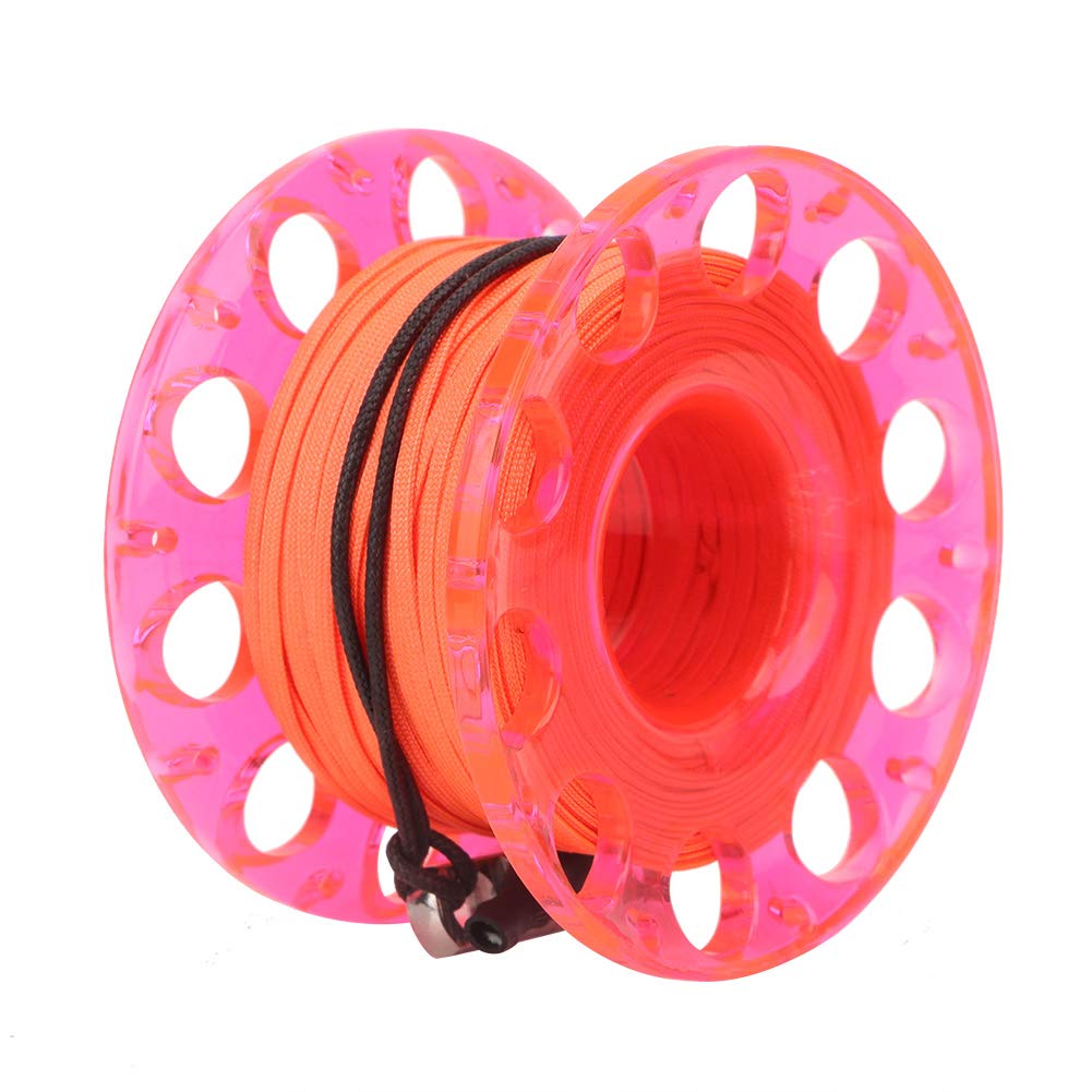 Plastic Diving Reel with Stainless Steel Clip, Fashion Submarine Accessory for Cave Diving Enthusiasts (Black wheel) (Blue Wheel) (White wheel) (Red Wheel)