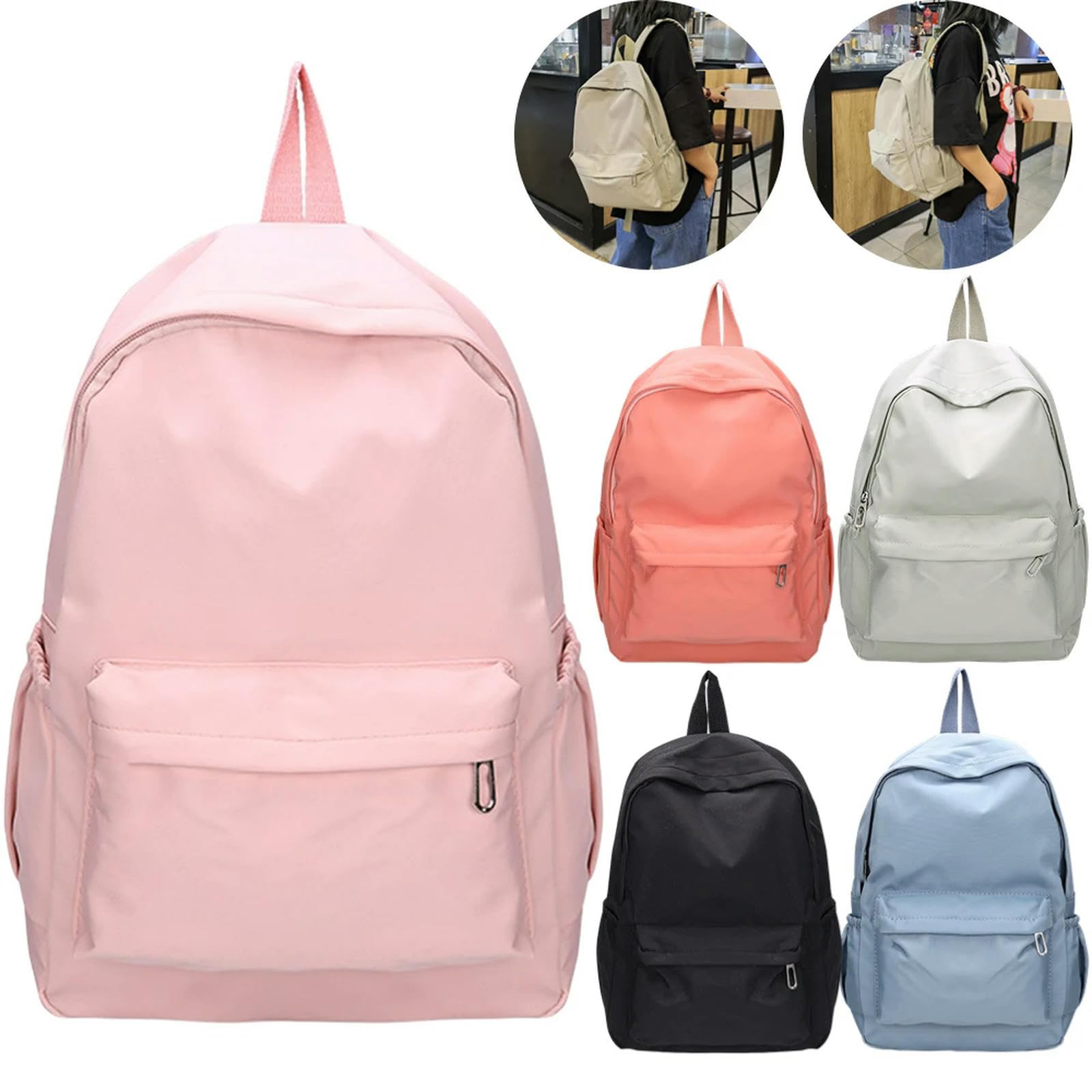 MdybF Plecak jednolity kolor torba na ramię nylon plecak szkolny nastolatek biała torba szkolna sport podróżny plecak dla kobiet