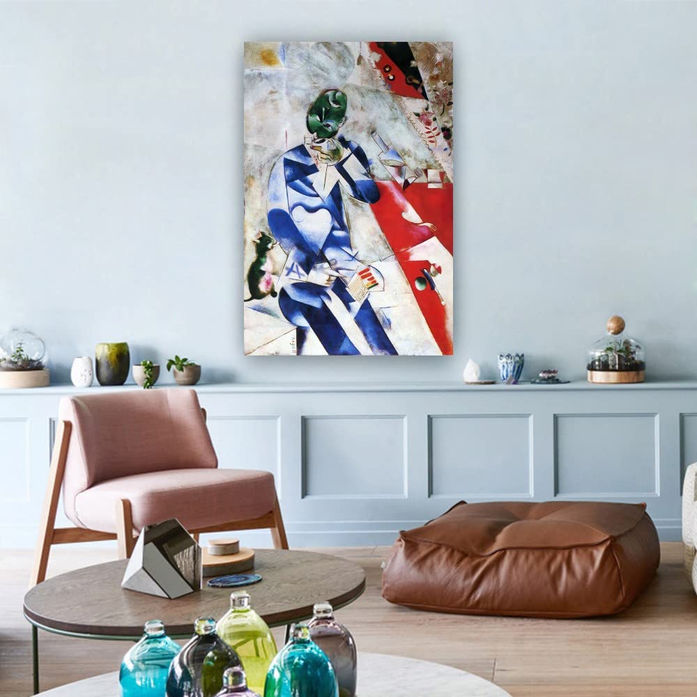 GAJUYL Poster Su Tela – Motivo Marc Chagall ‘Le Modèle Blu’ – 60x90 Cm, Senza Cornice, Decorazione Artistica Per La Casa