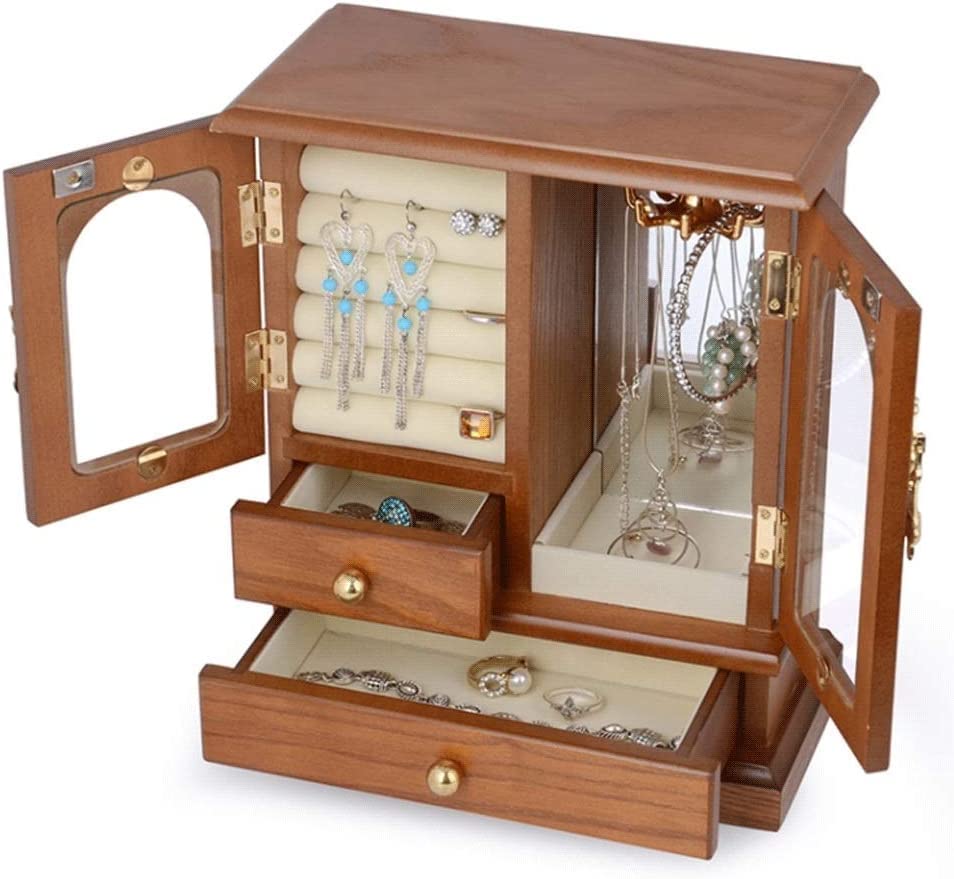 Boîte à Bijoux B Multifonction avec 2 tiroirs et Crochet Rotatif à 360° - 6