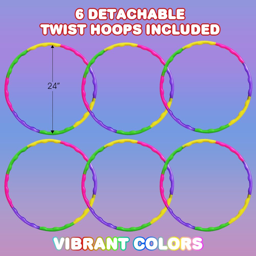 ArtCreativity Hula Hoop for Kids (Pack of 6), Adjustable Size Hoola Hoop Toy for Exercise, 8 Section Detachable Hoola Hoops, Playground Toys for Outdoor Fun, Birthday Party Favors for Boys and Girls - Image 2