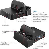 Vista 5 de Switch Dock para Nintendo Switch, estación de acoplamiento portátil Nintendo Switch para TV con puertos de carga HDMI 4K, USB 3.0USB-C, repuesto