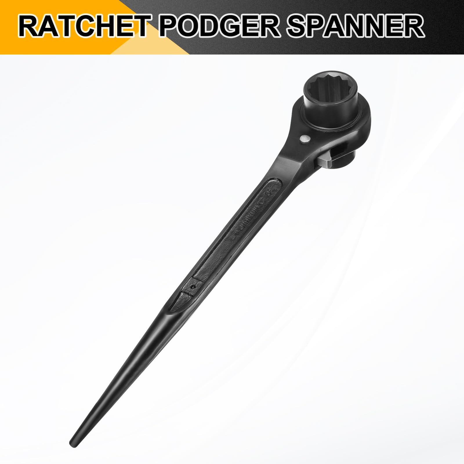 QUARKZMAN Klucz grzechotkowy rusztowanie Podger 34 mm x 36 mm CR-V podwójne gniazdo końcowe 12-punktowe narzędzie podger rusztowanie Spud do naprawy samochodów, konserwacja mechaniczna, czarny