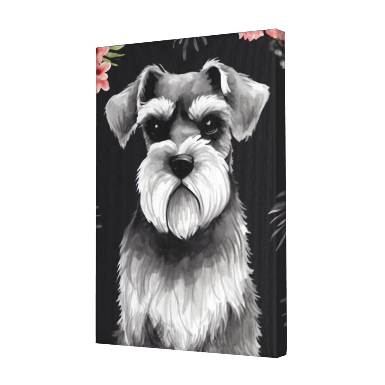 KLOPH Schnauzer Canvas Wall Art for Living Room 12"x18" Modern Artwork Painting for Bathroom Hanging Canvas Prints Aesthetic Wallart for Bedroom Kitchen Office Wall Decor