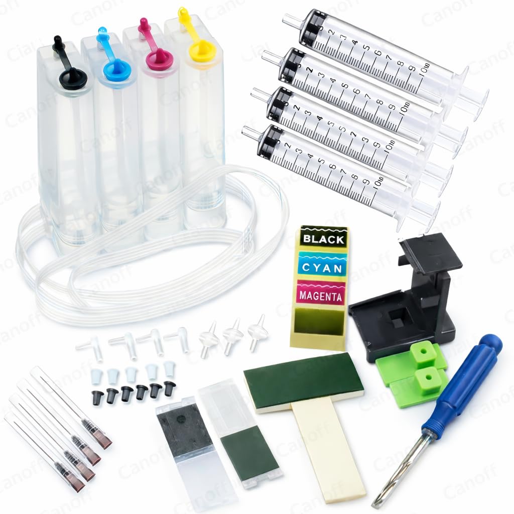 CANOFF CISS Ink Tank Refill Kit Compatible with Canon 810/811, 740/741, 745/746 Black & Color Cartridges|CMYK Ink,Syringes, Rubber Pads & Tools Universal Printer Maintenance System Packs-image-13
