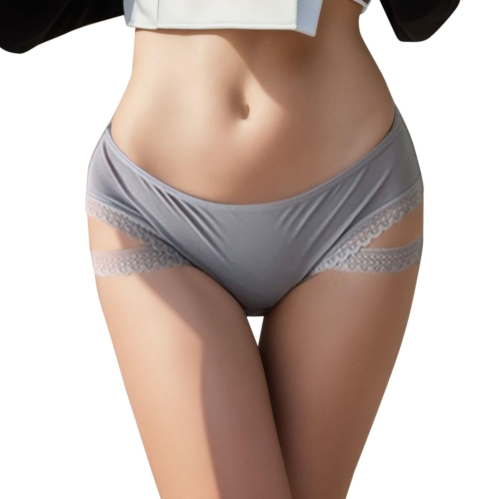 GenericWomens Sexy Seamless Sexy Panties Low Rise Silk Lace Soft Thongs Side Hollow Stretchy Knicker Ultra Thin Breathable G-string