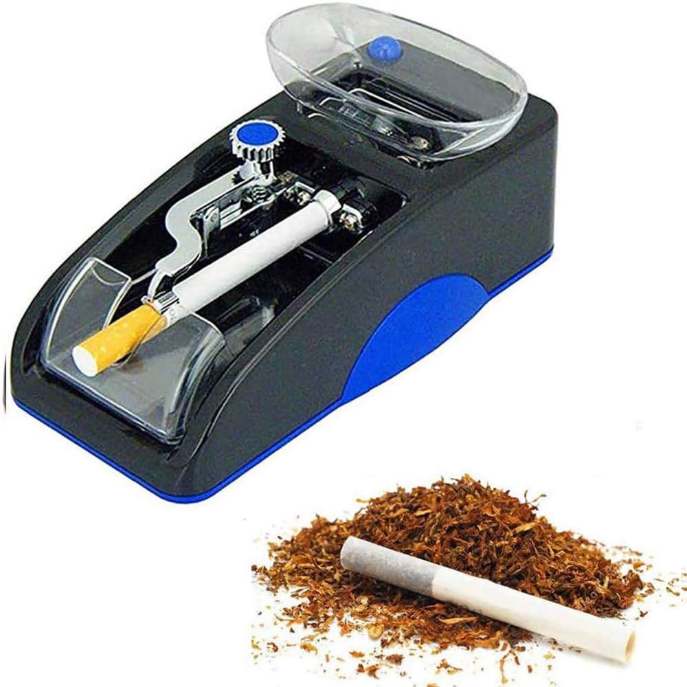 Macchine per arrotolare Le Sigarette. Macchina elettrica for arrotolare Sigarette, iniettore di Tabacco Portatile, Macchina Automatica for con Imbuto Trasparente, Rossa(Blue)