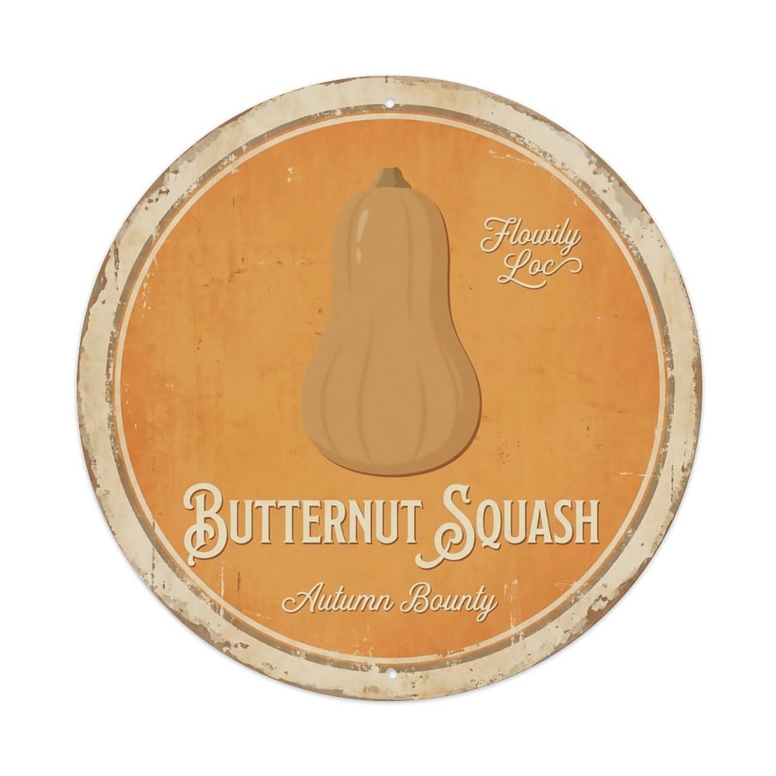 Cxhjca 8X8inch(20X20cm) Vintage Cottagecore Garden Butternut Squash Orange Metal Tin Sign