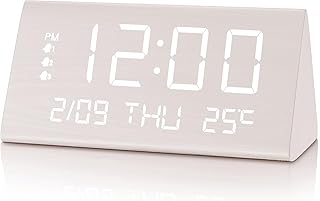 KINOEE Digital Alarm Clock Ceiling/Wall Projection Radio 76~108FM Stations, Large LED Screen Digital FM Radio Ceiling, Snooze Function, Sleep Timer, Dimmer, Battery Backup,12/24h (Golden)